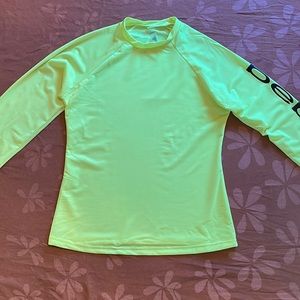 Bebe Long-Sleeve Stretch Top in Fluorescent Yellow, Size Small/S (Junior) Active